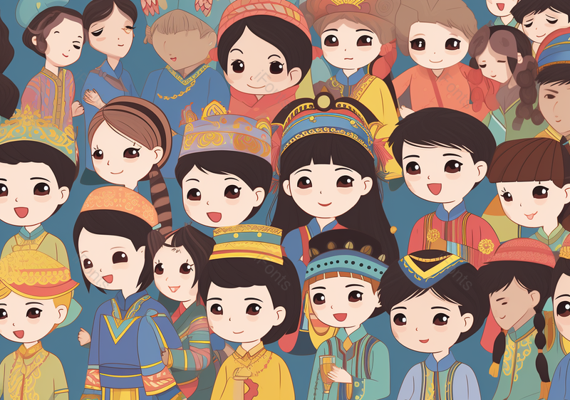 民族团结Q版民族人像手绘插画,插画/手绘图,插画/手绘图库,插画/手绘图下载,插画/手绘